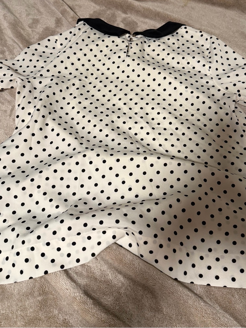 Merona White Polka Dot Blouse with Black Collar